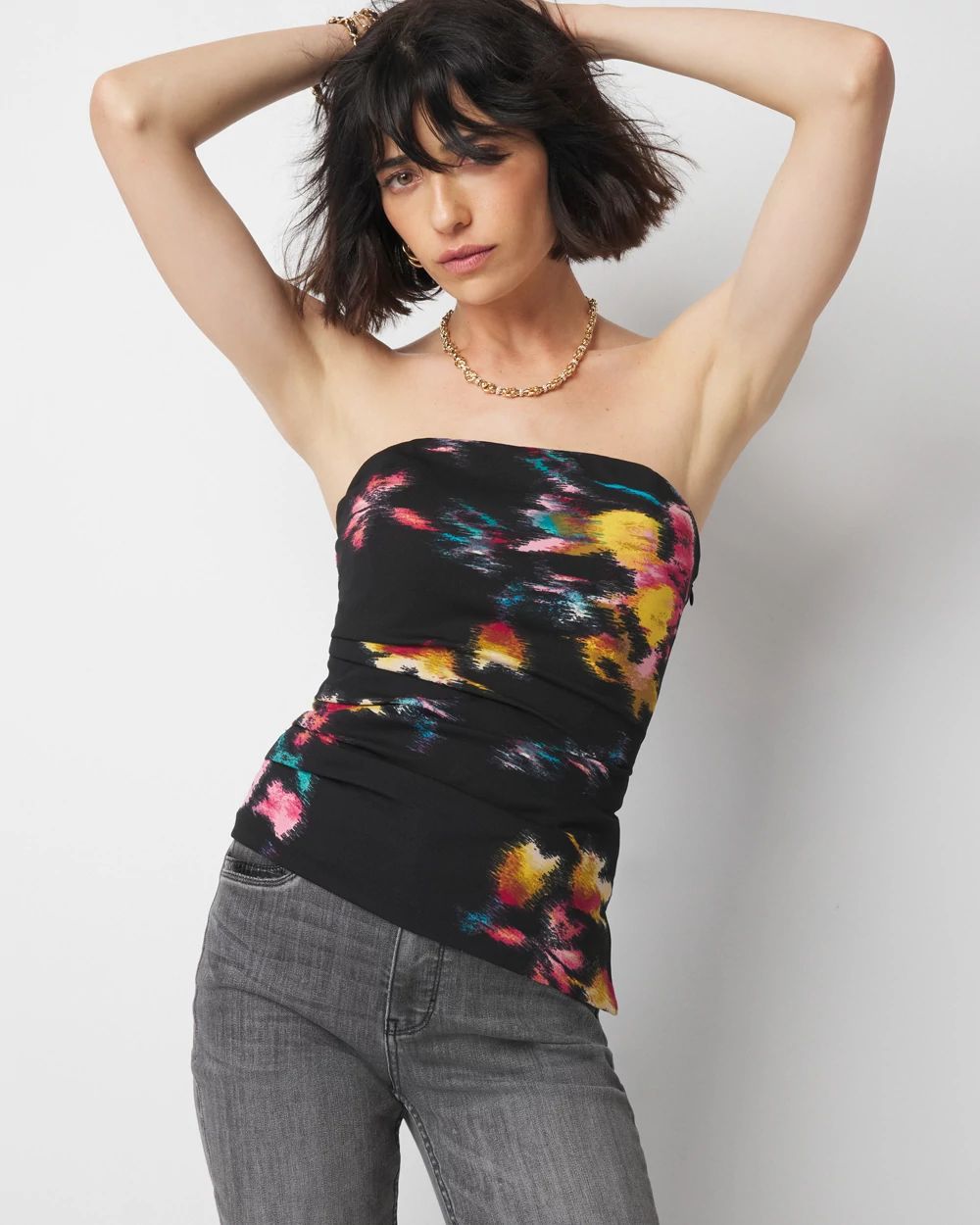Printed Crepe Bustier | White House Black Market